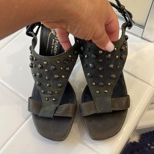 Gorgeous olive green studded strappy heels